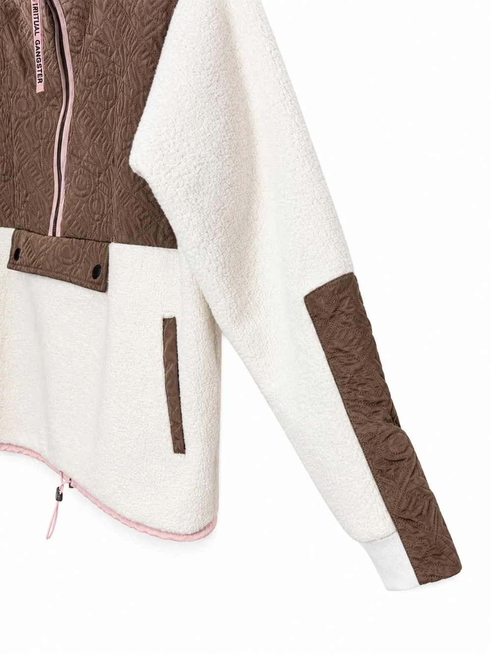 Spiritual Gangster Sherpa Quilted Half Zip Fleece Pullover Jacket Size S